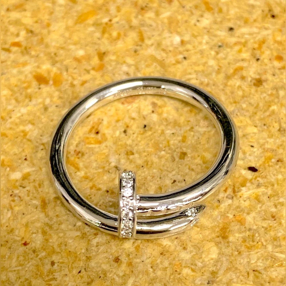 Sterling Silver CZ Fashion Nail Ring